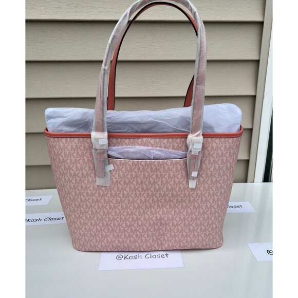 Michael Kors carryall tote bag medium jet set travel purse MK logo sherbert mult - Picture 4 of 12